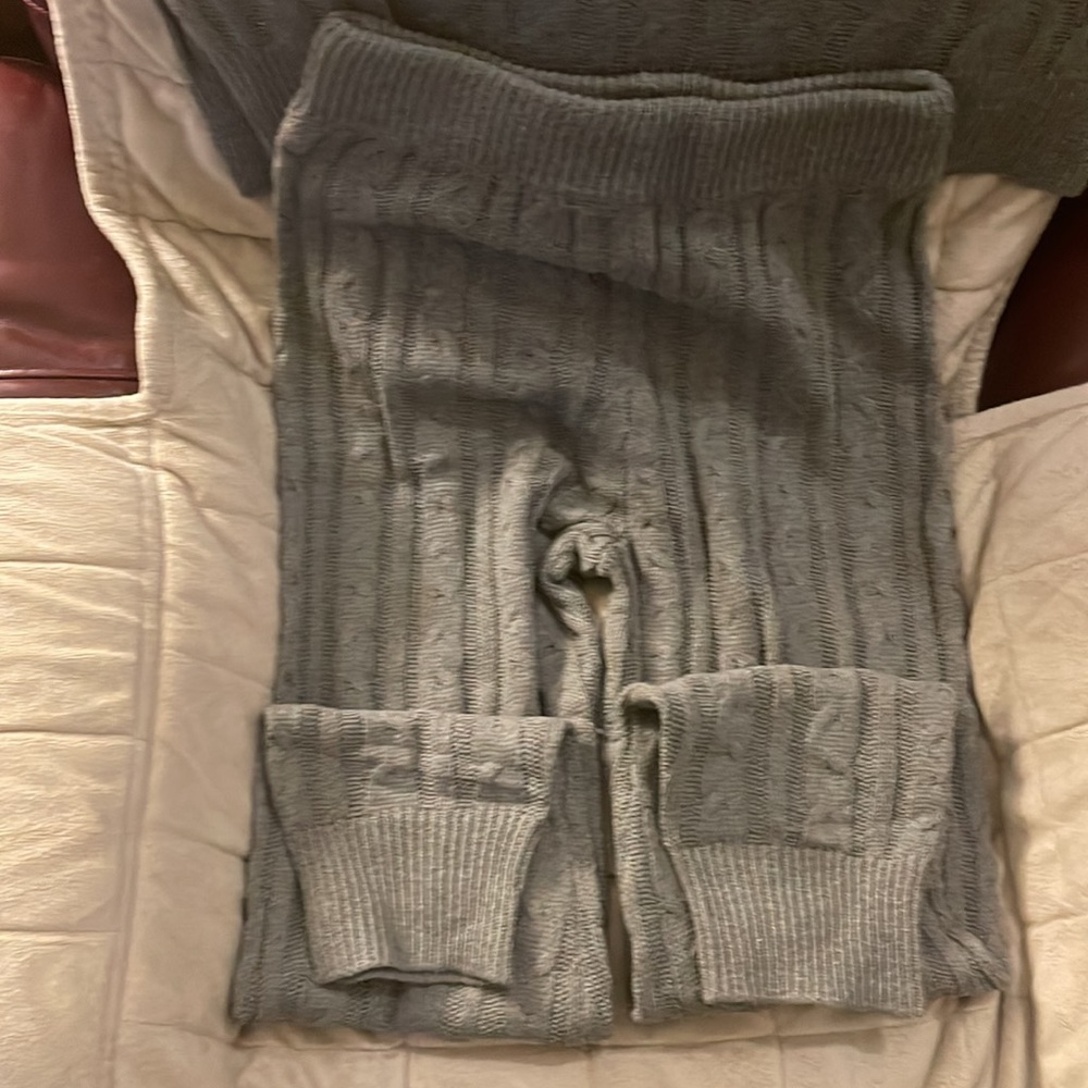 Gray Solid Knit Two Piece Pant Set - image 5